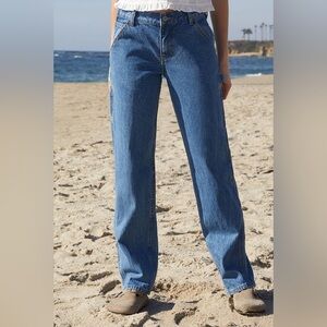 John Galt Women’s Carpenter Dad Utility Jeans Medium Indigo Sz S